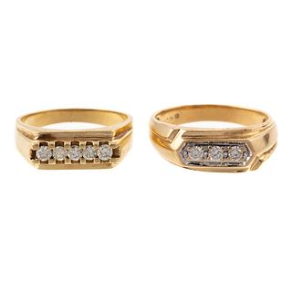 A Pair of Gent's Diamond Bands in 14K