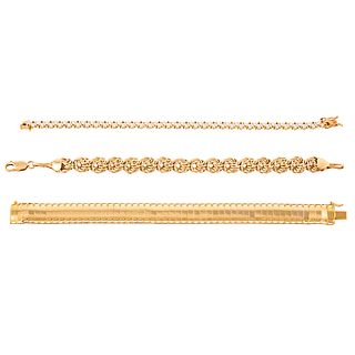 A Trio of Bracelets in 14K Yellow Gold