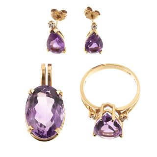A Suite of Amethyst Jewelry in 14K
