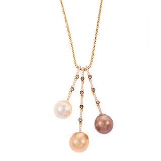 A South Sea Pearl & Diamond Necklace in 18K