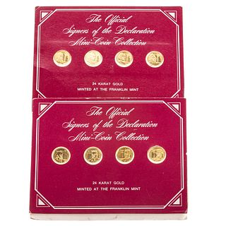 Eight 24K Franklin Mint Declaration Signers Mini Gold