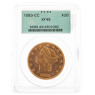 1883-CC $20 Liberty Double Eagle PCGS XF45 OGH