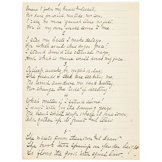 JOHN BURROUGHS Signed Manuscript Poem Fair Copy of Burroughs Famous Poem WAITING