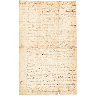 1734 Sir William Pepperrell Signed Document Mentions Captain William Wentworth