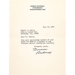 NORMAN ROCKWELL Typed Letter Signed on his Stockbridge, MA Stationary