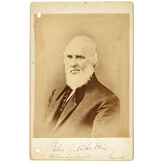 c. 1870 JOHN GREENLEAF WHITTIER Photograph, Signed below in violet ink
