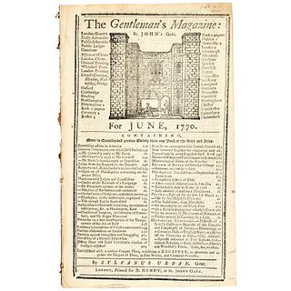 1770 Gentlemans Magazine w/BOSTON MASSACRE + AMERICAN RESPONSE to BRITISH TAXES
