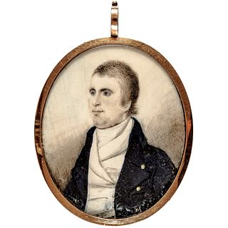 c. 1770 Miniature Portrait of a Gentleman in a Gold Pendant with a Lock of Hair