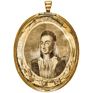 c 1824 Historic Commemorative Locket of Marquis de Lafayette + his Wife Adrienne