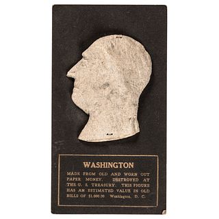 George Washington Bust in Macerated Money Display Mounted on Its Original Card