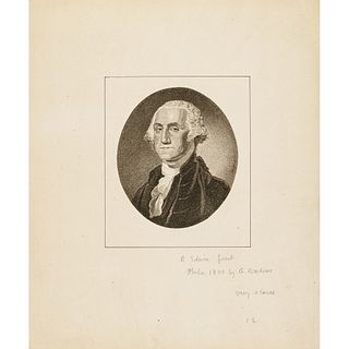 c. 1800 Stipple Print of George Washington by David Edwin, After Rembrandt Peale