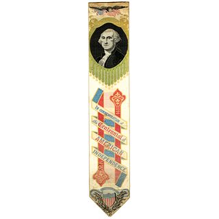 1876 George Washington/American Independence Commemorative Silk Ribbon
