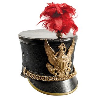 c. 1890 American Infantry Enlisted Man Dress Shako Cap with Red Feather Plume