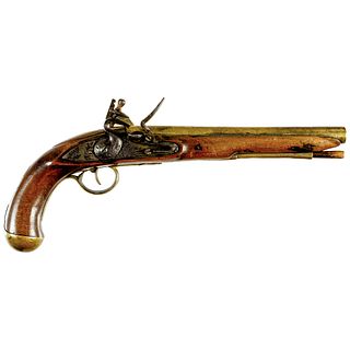 1770-1815 Pair or Brace of British/American Naval Brass Barrel Flintlock Pistols