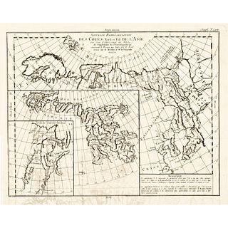 1772 Copper-Engraved Map of Kamchatka Russia by Robert De Vaugondy, Paris