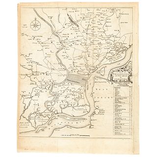 Rare 1753 First Printing Map - A MAP OF PHILADELPHIA... by N. Scull & G. Heap