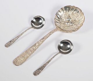 (3) S. Kirk and Son Sterling Repousse Spoons 