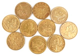 10 U.S. GOLD $5 Half Eagle Coins