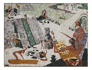 ALVARADO, Mexican Stone Mosaic of Montezuma