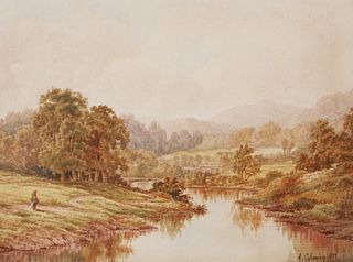 COLEMAN, Watercolor Landscape, 1888