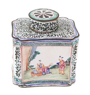 18c Chinese Canton Enamel Tea Caddy Box 