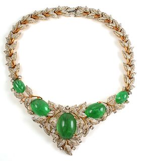 Vintage Jomaz Mazer Green Rhinestone Necklace