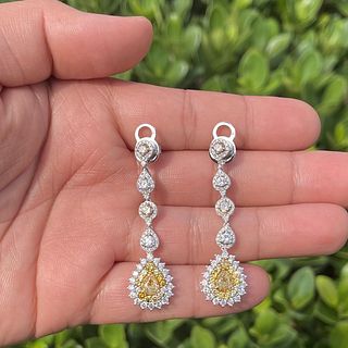 Fancy Color Diamond and 18K Earrings