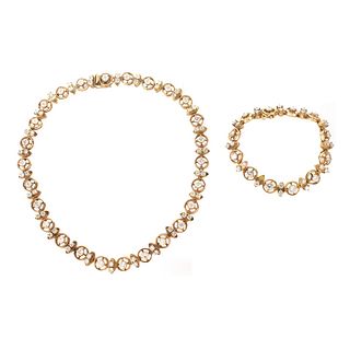 Diamond and 14K Necklace and Bracelet