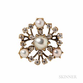 Antique Tiffany & Co. Pearl and Diamond Pendant/Brooch
