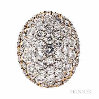 18kt Gold, Platinum, and Diamond Dome Ring