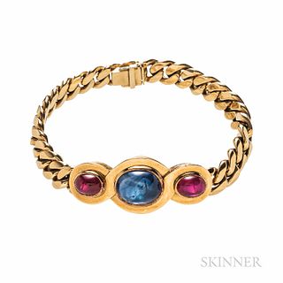18kt Gold, Sapphire, and Ruby Bracelet