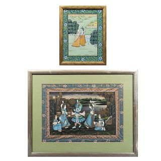 ANÓNIMO. Lote de 2 obras pictóricas. Escenas del Ramayana Acrílico sobre tela Enmarcadas 33 x 46 cm y 29 x 23 cm