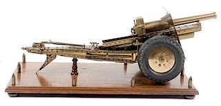 Crated Model Brass Cannon on Display Mount 