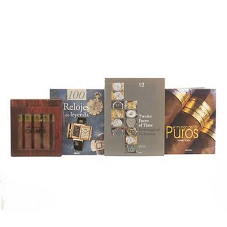 LIBROS SOBRE TABACO Y RELOJERÍA. a) Brachet, Michelle. The World Of Cigars. b) 100 Relojes de Leyenda. c) El Mundo de los puros. Pzas:4