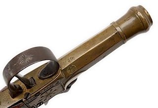 Belgian-Proofed Percussion Cannon Barrel Pistol 