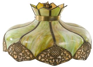 Victorian Style Slag Glass Pendant Light