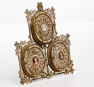 Triptych Brass and Enamel Frame