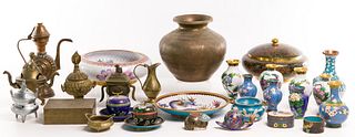 Asian Cloisonne and Metal Object Assortment