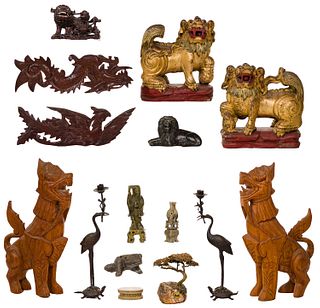 Chinese Foo Dogs, Wood, Soapstone and Metal Assortment