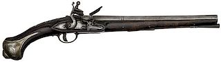 European Flintlock Brass-Mounted Pistol 