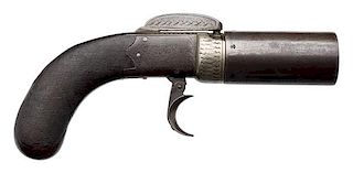 British Six-Shot Bar Hammer Pepperbox Pistol 