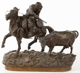 Vassili Yacovlevitch Gratchev (Russian, 1831-1905) 'Cattle Thief' Bronze Sculpture