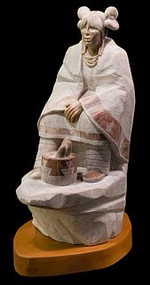 Oreland Joe (Native American Indian (Dine), b.1958) Alabaster Sculpture