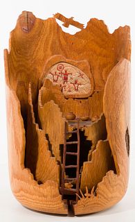 Tom Rauschke (American, 20th Century) 'Ancestor Bowls' Wood Sculpture