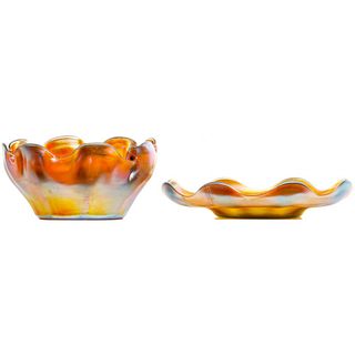 Louis Comfort Tiffany Favrile Finger Bowl and Saucer