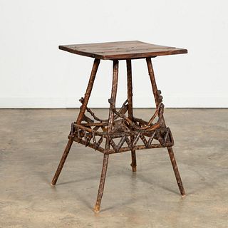 19TH/20TH C. RUSTIC FAUX BAMBOO WOODEN TABLE