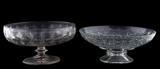 TWO 19TH C. AMERICAN CUT GLASS FOOTED BOWLS