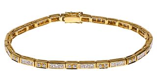 18k Yellow Gold and Diamond Bracelet