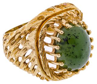 18k Yellow Gold and Jadeite Jade Ring