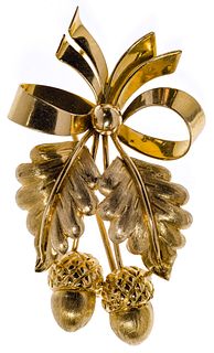 Tiffany & Co 18k Yellow Gold Acorn Brooch / Pendant